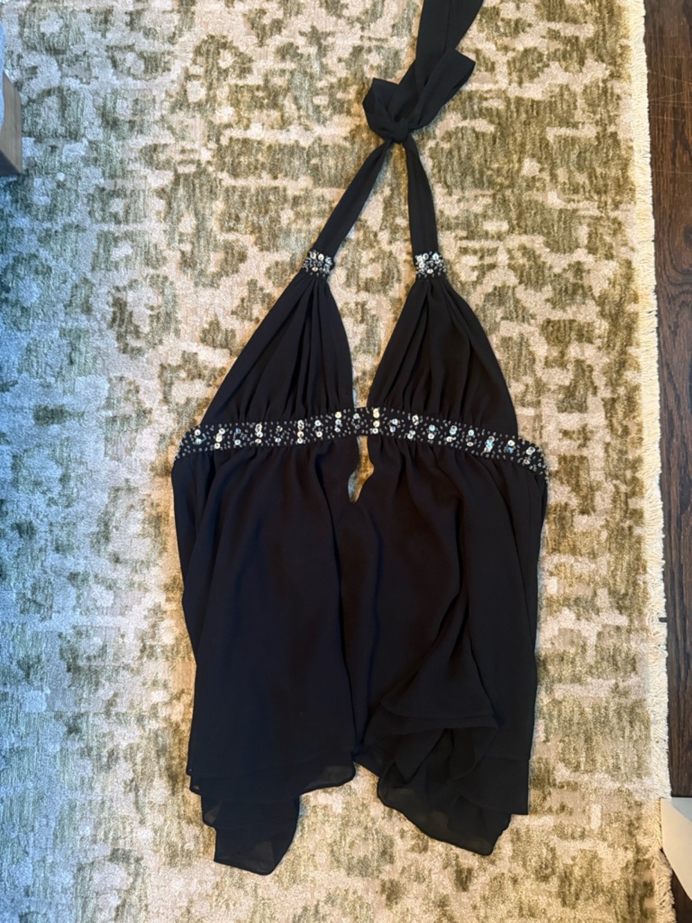 Victoria's Secret Black Beaded Halter Camisole